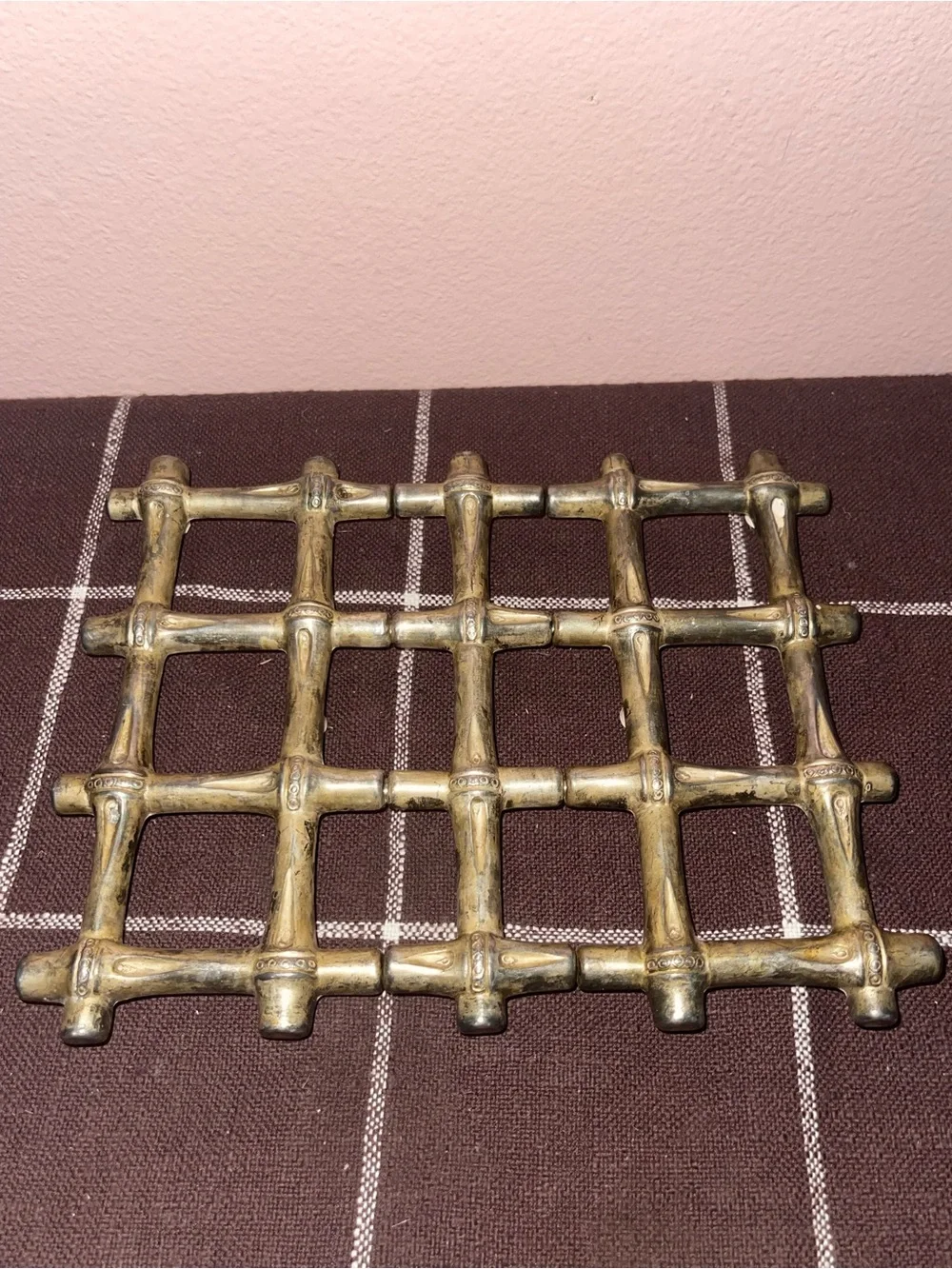 Leonard Silverplate Expandable Bamboo Trivet Made in Italy Vintage